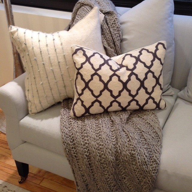 Pretty winter pillows and throw.
